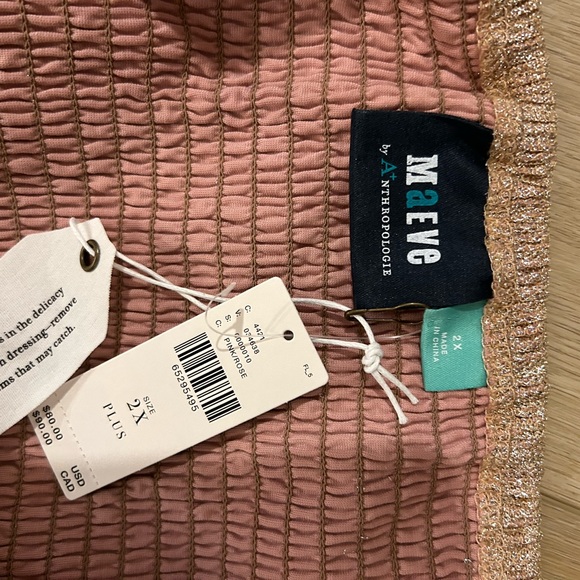 NWOT ANTHROPOLOGIE metallic tube top 2X - Picture 5 of 5